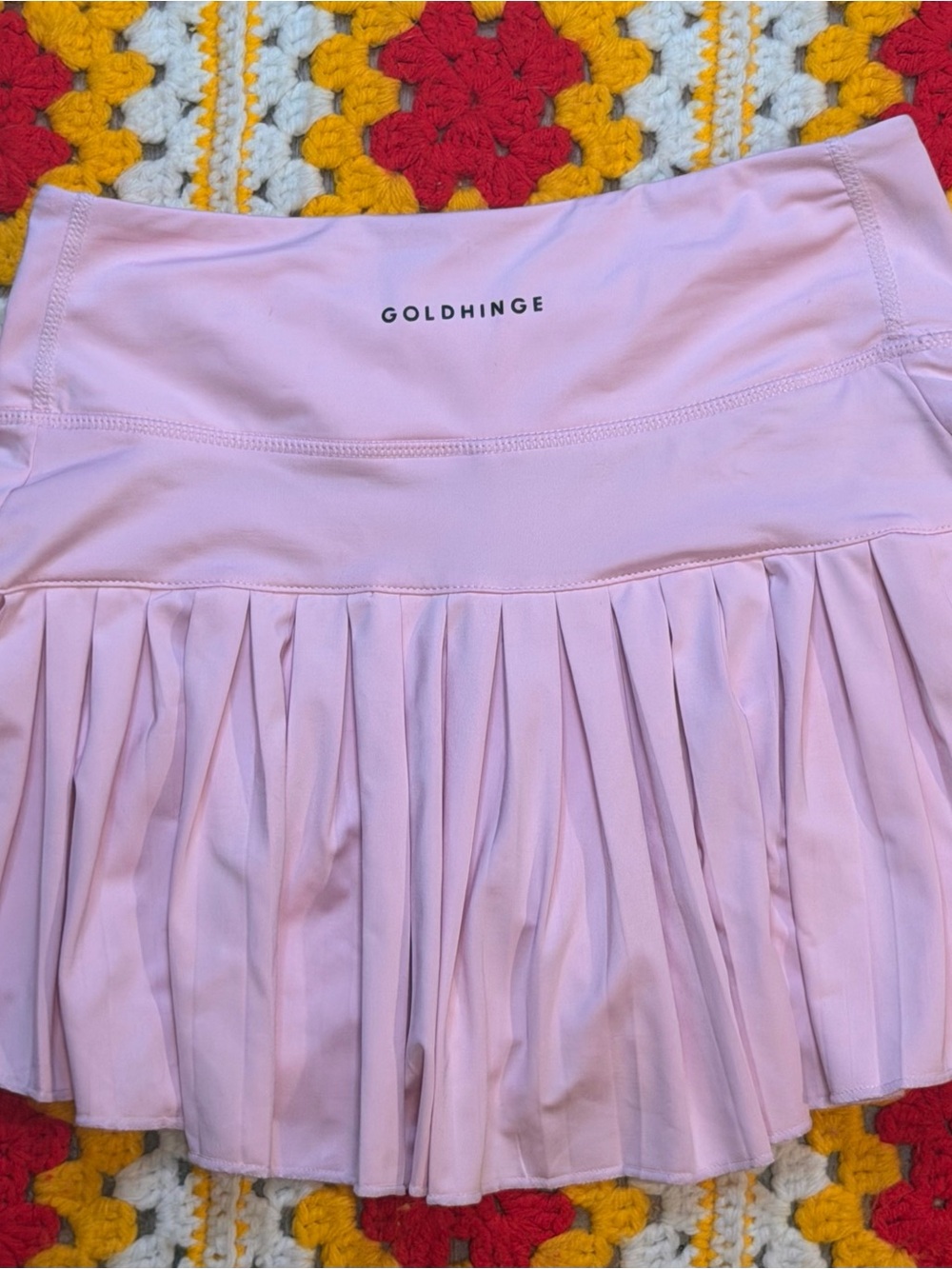 GoldHinge Pleated Tennis Skirt Pickleball Pink Mini Lined Built in Shorts Sz XS
